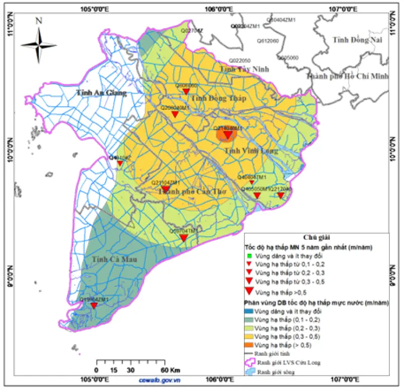 Bản Tin chuyên đề dự báo nguy cơ hạ thấp mực nước dưới đất và xâm nhập mặn lưu vực sông Cửu Long giai đoạn 2025 - 2030