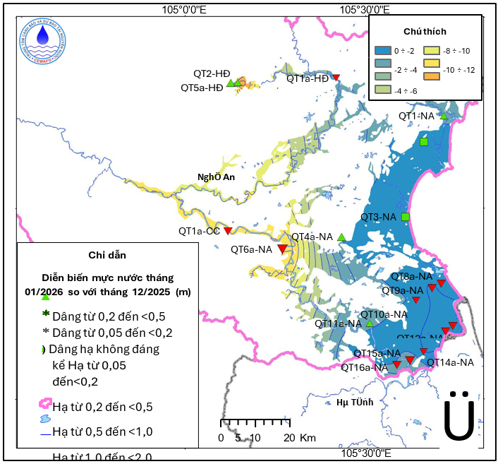 Bản Tin Cảnh Báo, Dự Báo Nguồn Nước Dưới Đất Tỉnh Nghệ An Tháng 02 Năm 2026