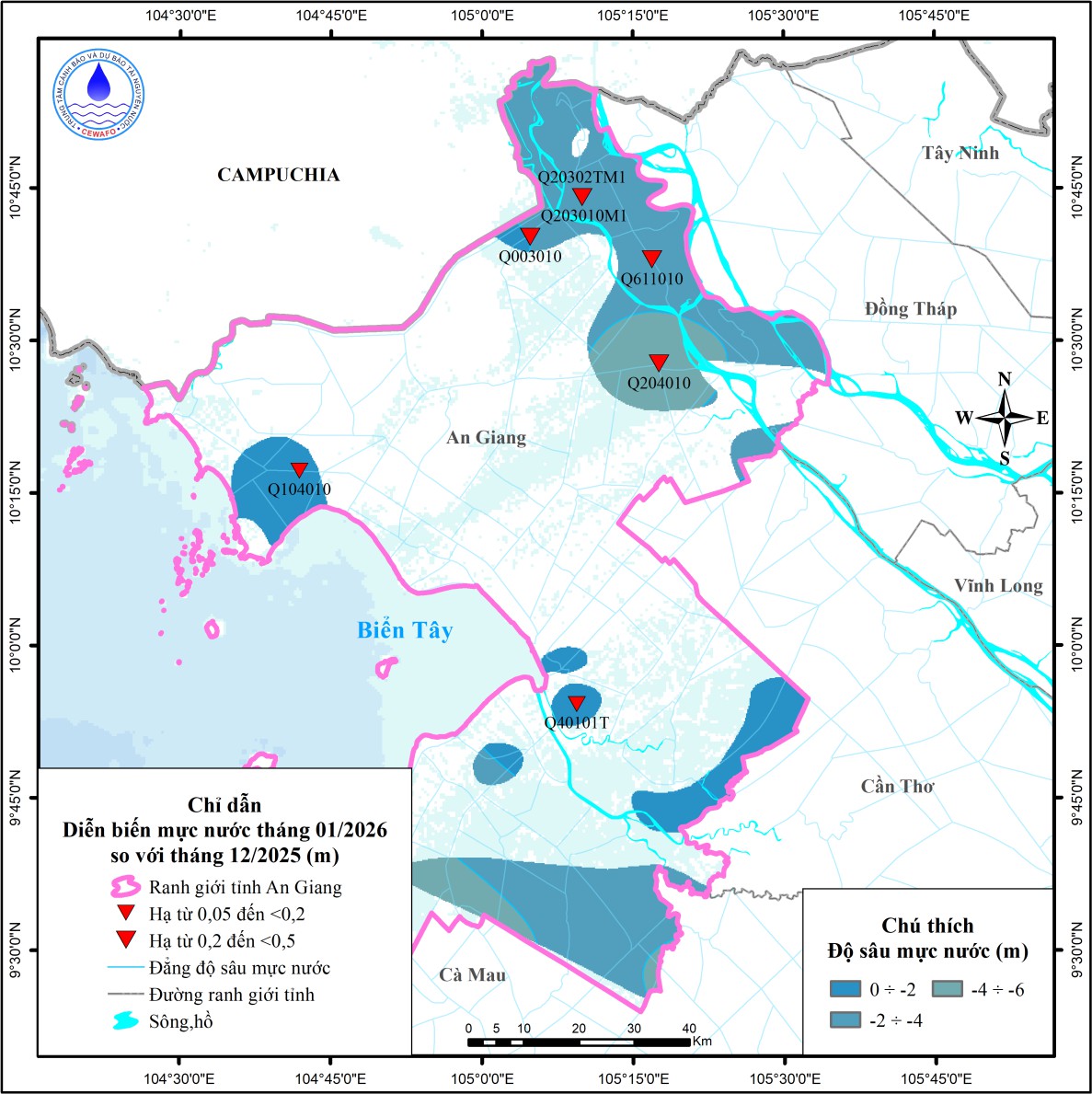 Bản Tin Cảnh Báo, Dự Báo Nguồn Nước Dưới Đất Tỉnh An Giang Tháng 02 Năm 2026