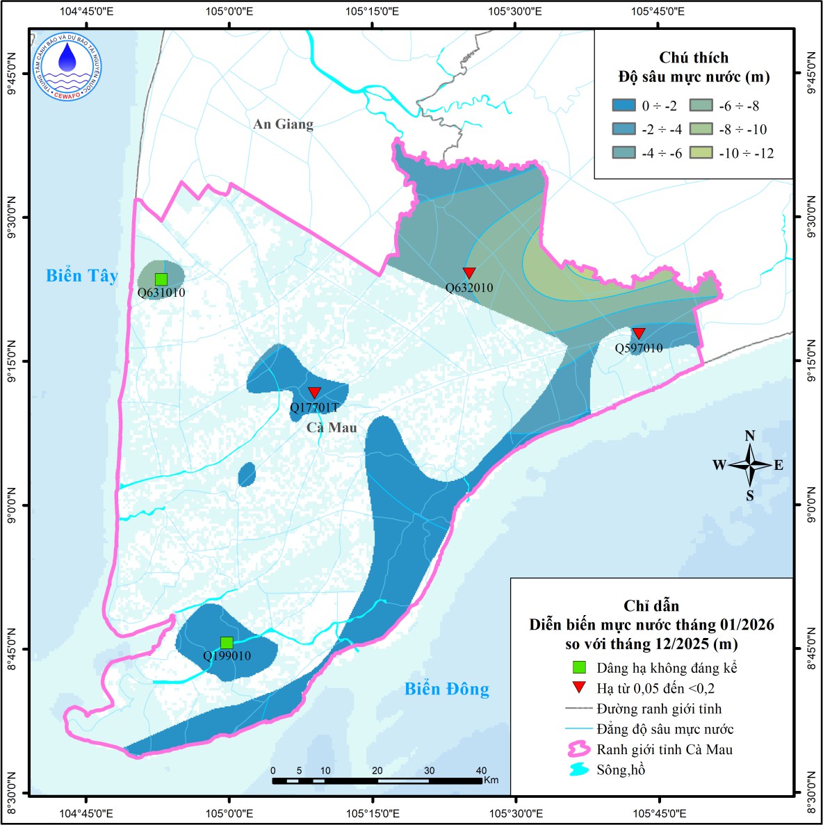 Bản Tin Cảnh Báo, Dự Báo Nguồn Nước Dưới Đất Tỉnh Cà Mau Tháng 02 Năm 2026