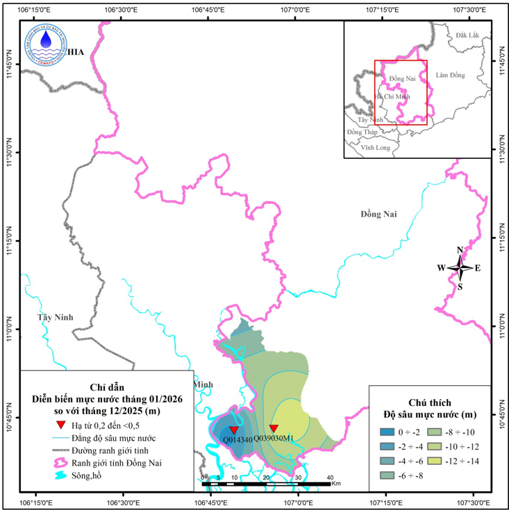 Bản Tin Cảnh Báo, Dự Báo Nguồn Nước Dưới Đất Tỉnh Đồng Nai Tháng 02 Năm 2026
