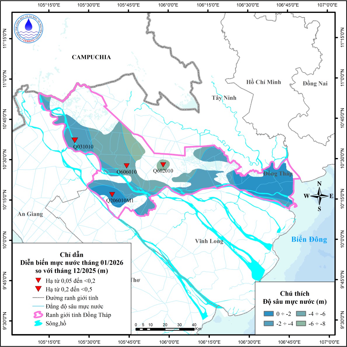 Bản Tin Cảnh Báo, Dự Báo Nguồn Nước Dưới Đất Tỉnh Đồng Tháp Tháng 02 Năm 2026