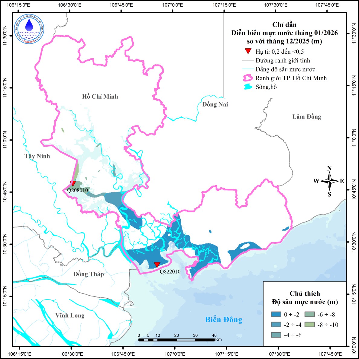 Bản Tin Cảnh Báo, Dự Báo Nguồn Nước Dưới Đất Thành Phố Hồ Chí Minh Tháng 02 Năm 2026