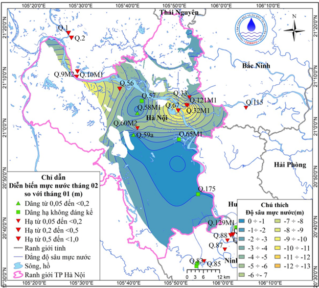 Bản Tin Cảnh Báo, Dự Báo Nguồn Nước Dưới Đất Thành phố Hà Nội Tháng 03 Năm 2026