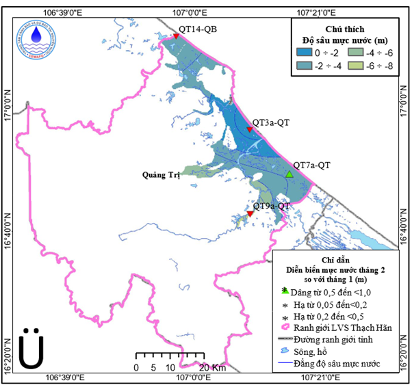 Bản Tin Cảnh Báo, Dự Báo Nguồn Nước Dưới Đất Lưu Vực Sông Thạch Hãn Tháng 03 Năm 2026