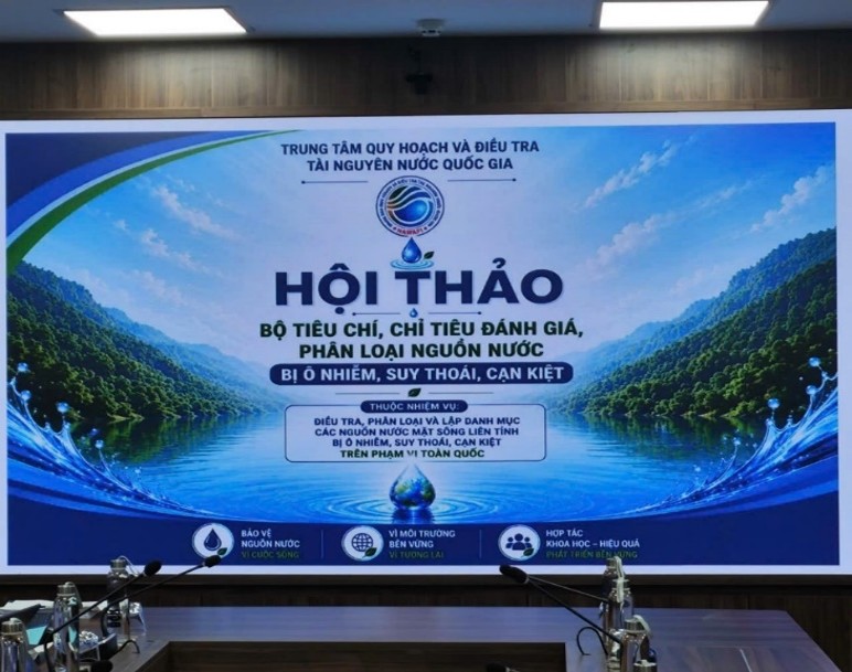 Hội thảo “Bộ tiêu chí, chỉ tiêu đánh giá, phân loại nguồn nước bị ô nhiễm, suy thoái, cạn kiệt” thuộc nhiệm vụ “Điều tra, phân loại và lập danh mục các nguồn nước mặt sông liên tỉnh bị ô nhiễm, suy thoái, cạn kiệt trên phạm vi toàn quốc”